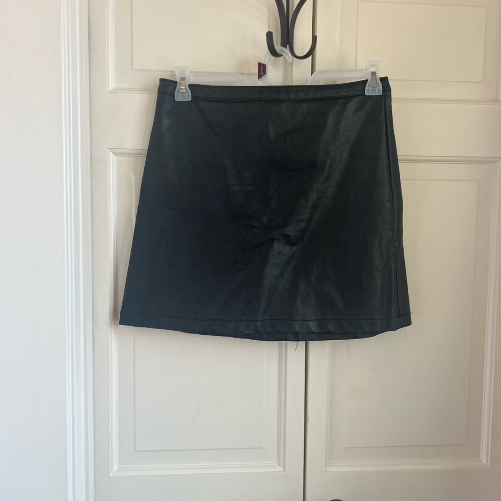 Classic Black Leather Skirt